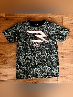 Nike Kids Black & White Camo Tee with Red-Trim Logo